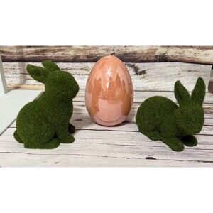 Moss Bunnies Easter Egg Spring Decor Tabletop Accent Rustic Farmhouse